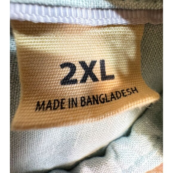 Red Head Mens Linen Blend Short Sleeve Button-Down Shirt 2XL Light Green - Picture 3 of 11